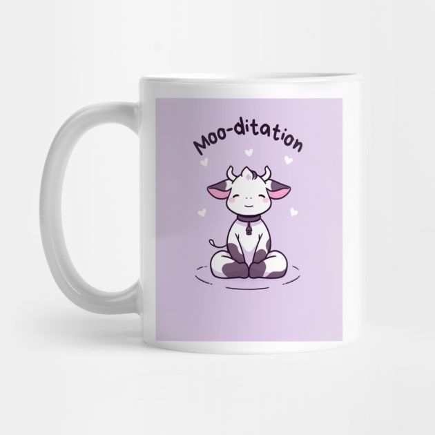 Kawaii Cute Yoga Meditating Cow by AdaMazingDesign